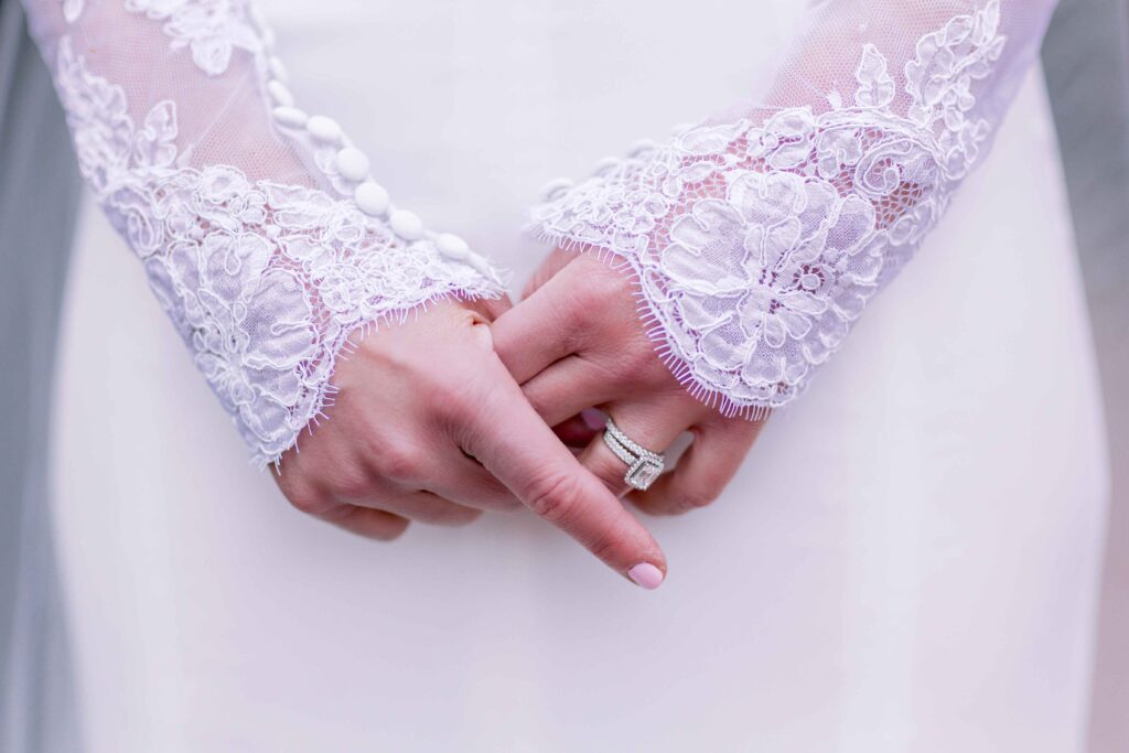 srv boston wedding bridal detail sleeves ring