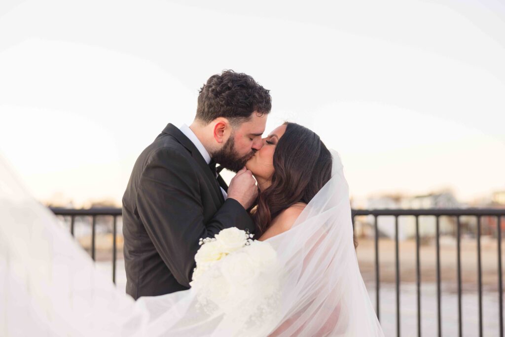 veil shot couples portrait 